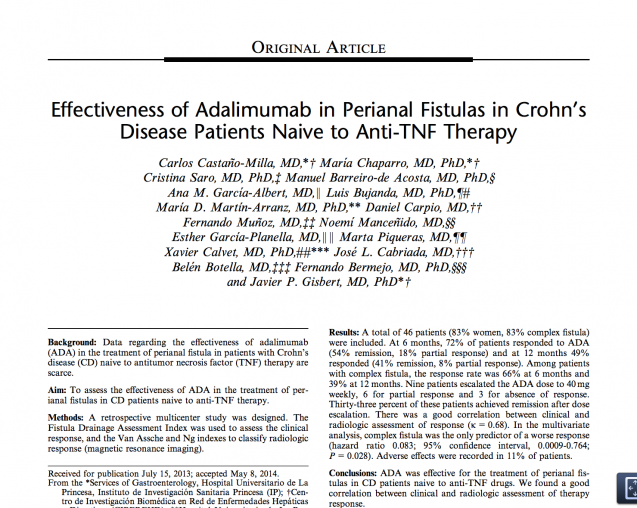 Eficacia del tratamiento con adalimumab (Humira) en el tratamiento de fístulas perianales de pacientes con E. Crohn
