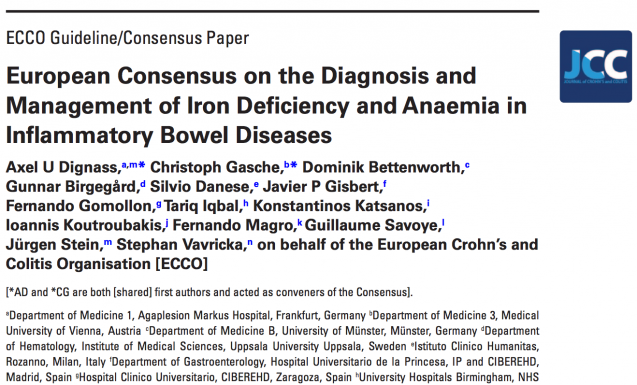Consenso sobre diagnóstico y tratamiento de Anemia en pacientes con EII-ECCO (2015)